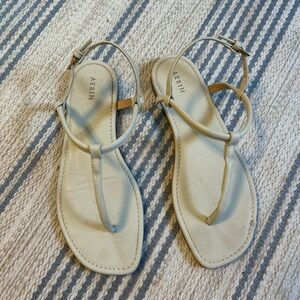 AERIN Cream T-Strap Leather Sandal ecru size 7